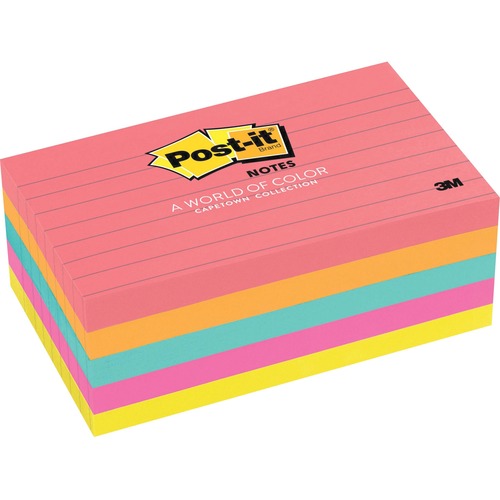 Original Pads In Cape Town Colors, 3 X 5, Lined, 100-Sheet, 5/pack