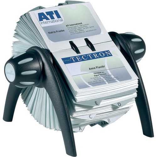 Visifix Flip Rotary Business Card File, Holds 400 4 1/8 X 2 7/8 Cards, Black/sr