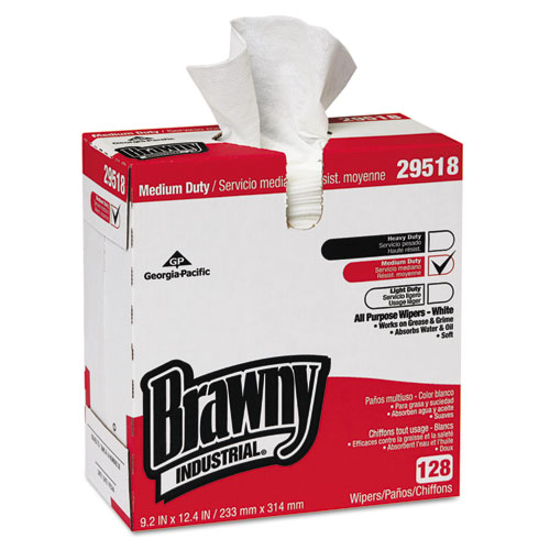 Brawny Ind. Airlaid Med-Duty Wipers, Cloth, 9 1/5 X 12 2/5, We, 128/bx, 10 Bx/ct