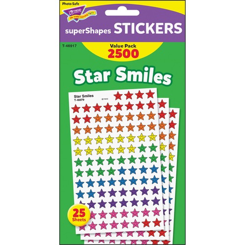 Sticker Assortment Pack, Smiling Star, 2500 Per Pack