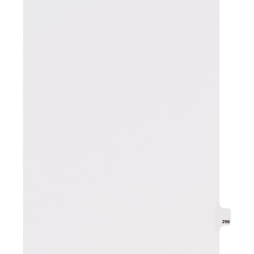 Dividers, "298", Side Tab, 8-1/2"x11", 25/PK, White