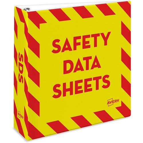HEAVY-DUTY PREPRINTED SAFETY DATA SHEET BINDER, 3" CAP, YELLOW/RED