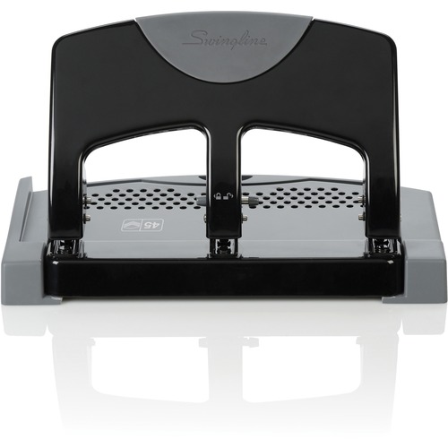 45-Sheet Smarttouch Three-Hole Punch, 9/32" Holes, Black/gray