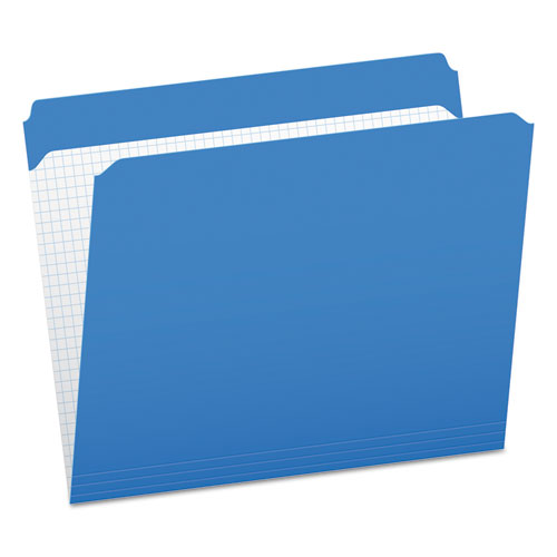 Reinforced Top Tab File Folders, Straight Cut, Letter, Blue, 100/box