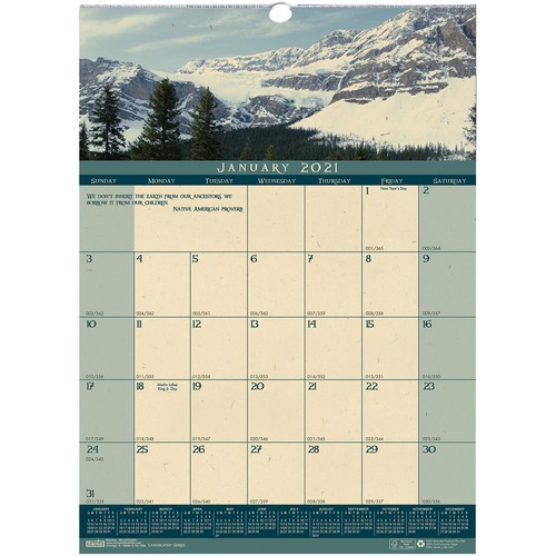 RECYCLED LANDSCAPES MONTHLY WALL CALENDAR, 12 X 16 1/2, 2019