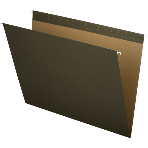REINFORCED HANGING FILE FOLDERS, LARGE FORMAT SIZE, STRAIGHT TAB, STANDARD GREEN, 25/BOX