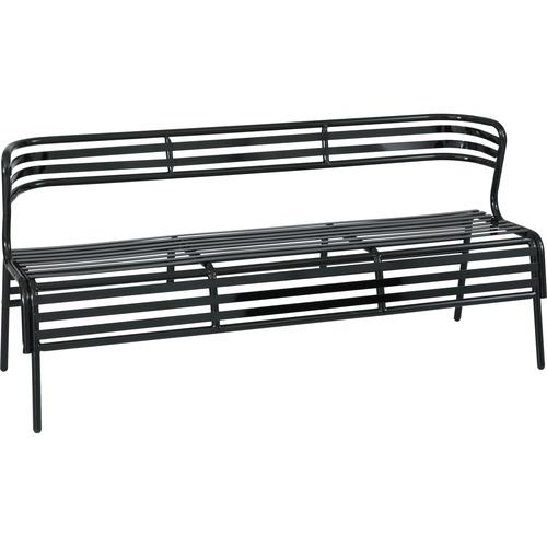 Bench, w/Back, Indoors/Outdoors, 60"Wx25"Dx30"H, Black
