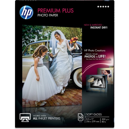 Premium Plus Photo Paper, 80 Lbs., Soft-Gloss, 8-1/2 X 11, 50 Sheets/pack