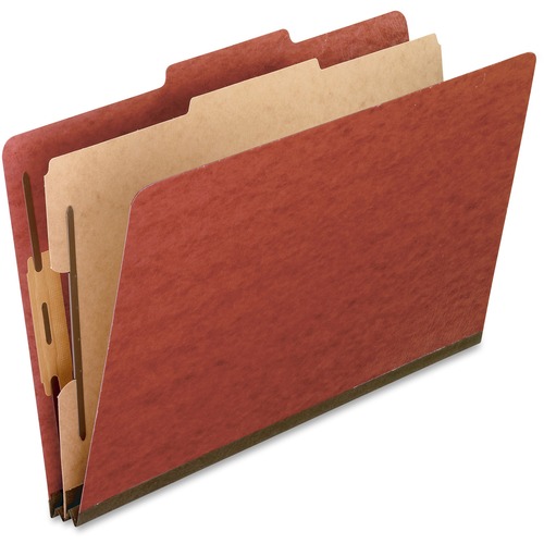 FOUR-, SIX-, AND EIGHT-SECTION PRESSBOARD CLASSIFICATION FOLDERS, 1 DIVIDER, EMBEDDED FASTENERS, LEGAL SIZE, RED, 10/BOX