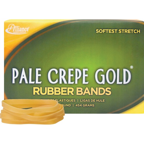 PALE CREPE GOLD RUBBER BANDS, SIZE 64, 0.04" GAUGE, CREPE, 1 LB BOX, 490/BOX