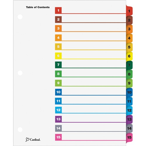 Traditional Onestep Index System, 15-Tab, 1-15, Letter, Multicolor, 15/set