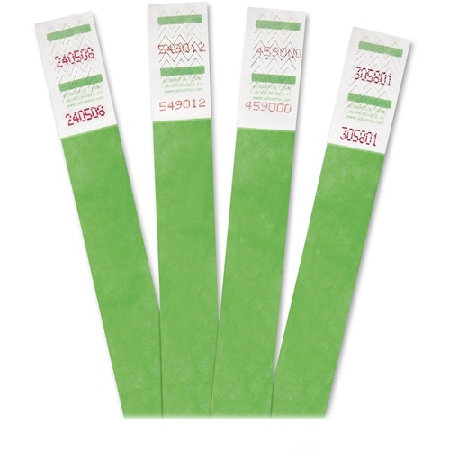 CROWD MANAGEMENT WRISTBANDS, SEQUENTIALLY NUMBERED, 9 3/4 X 3/4, GREEN, 500/PACK