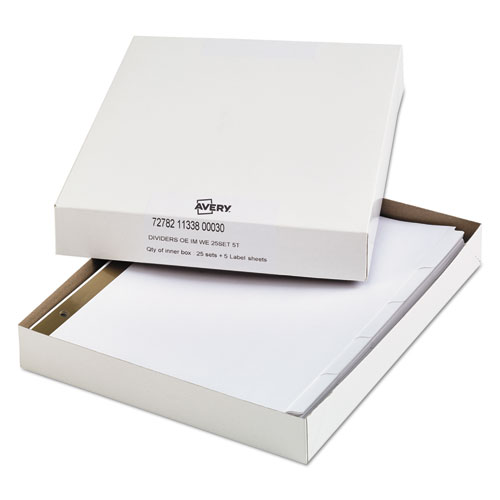 Index Dividers W/white Labels, 5-Tab, Letter, 25 Sets