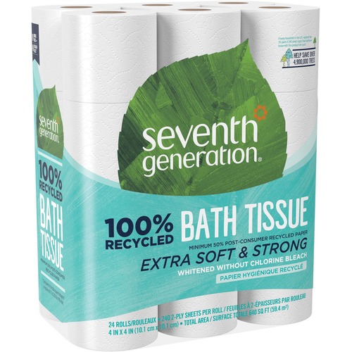 100(percent) Recycled Bathroom Tissue, 2-Ply, White, 240 Sheets/roll, 24/pack