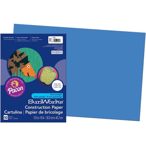 Construction Paper, 58 Lbs., 12 X 18, Blue, 50 Sheets/pack