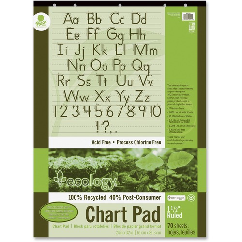 S.A.V.E RECYCLED CHART PADS, 1-1/2IN RULED, 24 X 32, WHITE, 70 SHEETS