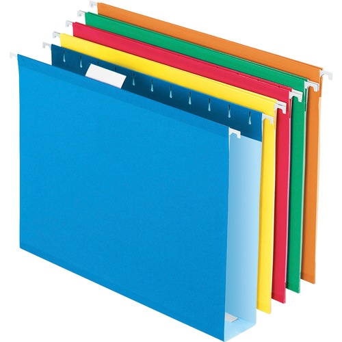 HANGING FILE FOLDERS W/BOX BOTTOM, 2" CAPACITY, 1/5 CUT, LETTER, ASSORTED, 25/BX