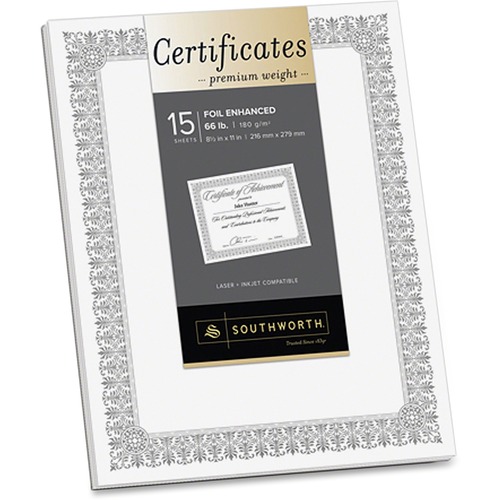 Premium Certificates, 66lb, 8-1/2"x11", 15/PK, White