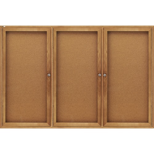 Enclosed Bulletin Board, Natural Cork/fiberboard, 72 X 48, Oak Frame