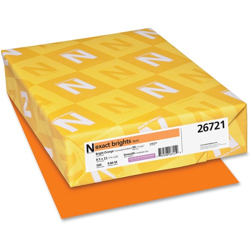 Exact Brights Paper, 8 1/2 X 11, Bright Orange, 20lb, 500 Sheets