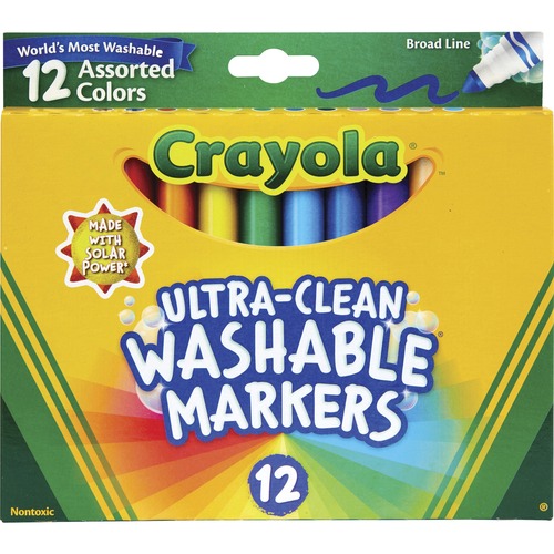 Washable Markers, Broad Point, Classic Colors, 12/set