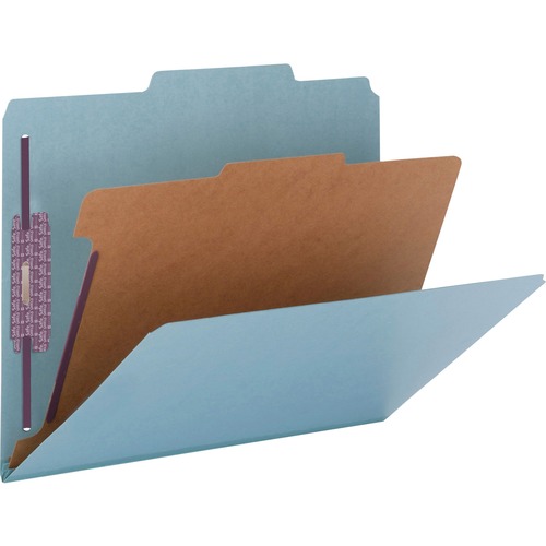 Pressboard Classification Folders, Letter, Four-Section, Blue, 10/box