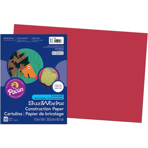 Construction Paper, Film Wrapped, 12"x18", 50Shts/PK, RD