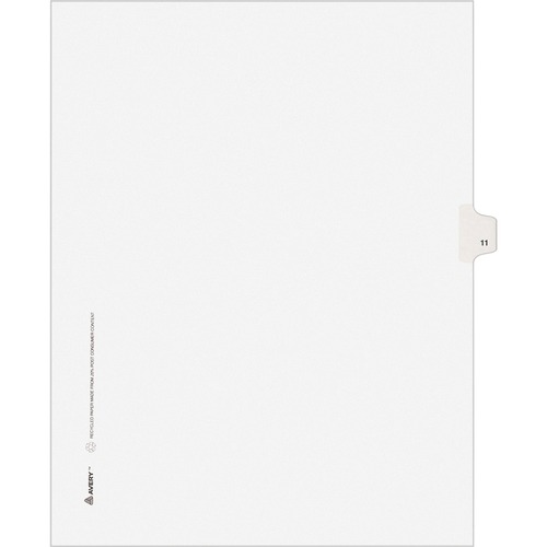 Avery-Style Legal Exhibit Side Tab Divider, Title: 11, Letter, White, 25/pack