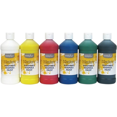 Handy Art Masters Washable Tempera Paint, 16oz., 6/ST, Ast