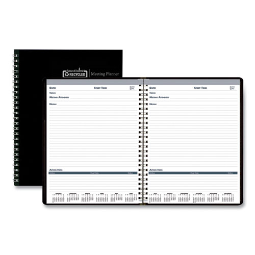 RECYCLED MEETING NOTE PLANNER, 8 1/2 X 11, BLACK/BLUE, 2019