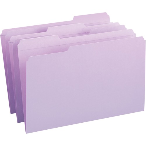 File Folders, 1/3 Cut, Reinforced Top Tab, Legal, Lavender, 100/box