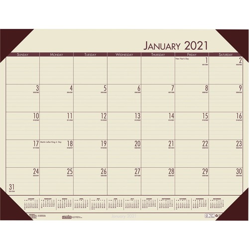 Desk Pad, 12 Month, Jan-Dec, 22"x17", Tan