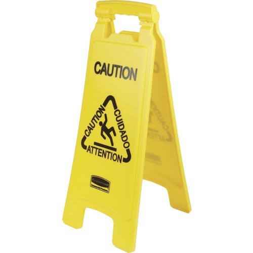 Multilingual "caution" Floor Sign, Plastic, 11 X 12 X 25, Bright Yellow