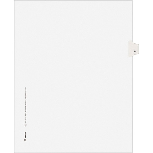 Avery-Style Legal Exhibit Side Tab Divider, Title: 8, Letter, White, 25/pack