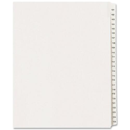 Allstate-Style Legal Exhibit Side Tab Dividers, 25-Tab, 101-125, Letter, White