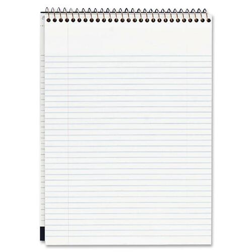 STIFF BACK WIRE BOUND NOTEBOOK, COLLEGE RULE, 8 1/2 X 11 3/4, WHITE, 70 SHEETS