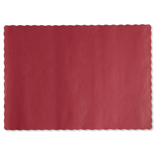 SOLID COLOR SCALLOPED EDGE PLACEMATS, 9.5 X 13.5, RED, 1,000/CARTON