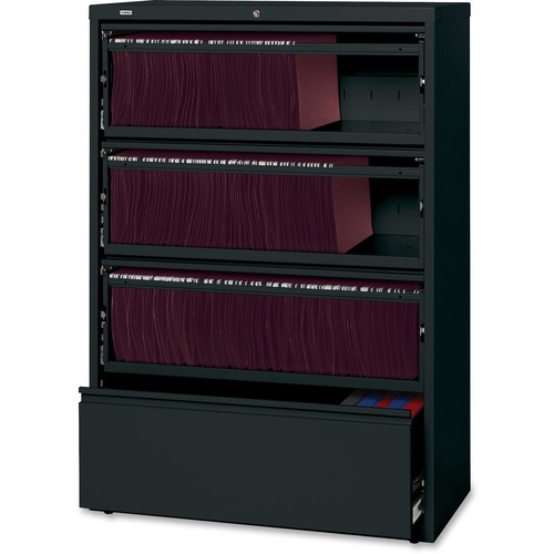 Lateral File, RCD, 4-Drawer, 36"x18-5/8"x52-1/2", Black