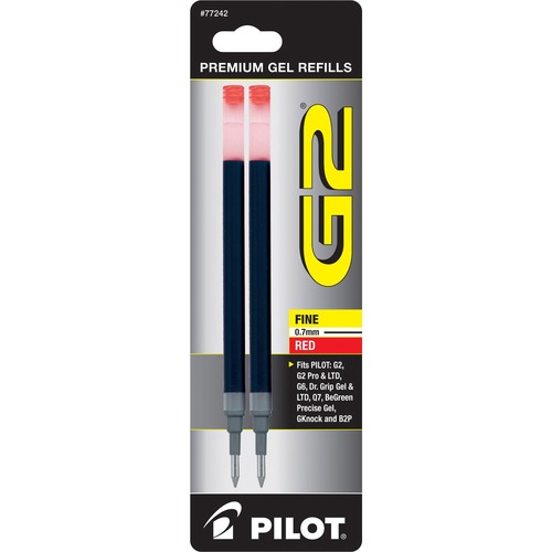 Refill For G2 Gel, Dr. Grip Gel/ltd, Execugel G6, Q7, Fine Tip, Red, 2/pack