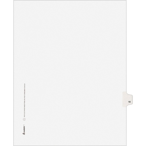 Avery-Style Legal Exhibit Side Tab Divider, Title: 18, Letter, White, 25/pack