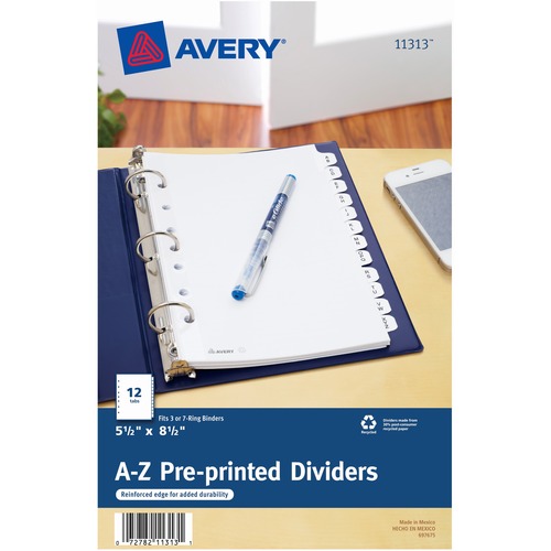 Preprinted Tab Dividers, 12-Tab, 8 1/2 X 5 1/2