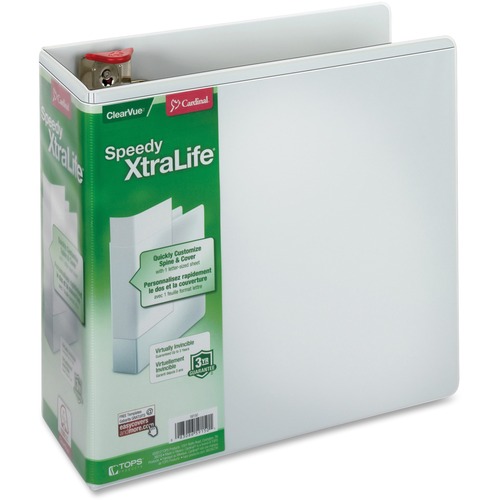 Speedy Xtralife Non-Stick Locking Slant-D Ring Binder, 5" Cap, 11 X 8 1/2, White