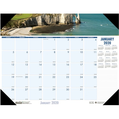 RECYCLED COASTLINES PHOTOGRAPHIC MONTHLY DESK PAD CALENDAR, 18 1/2 X 13, 2019