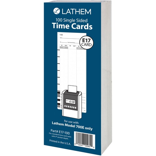 E17-100 TIME CARD, BI-WEEKLY/MONTHLY/SEMI-MONTHLY/WEEKLY, ONE SIDE, 9", 100/PACK