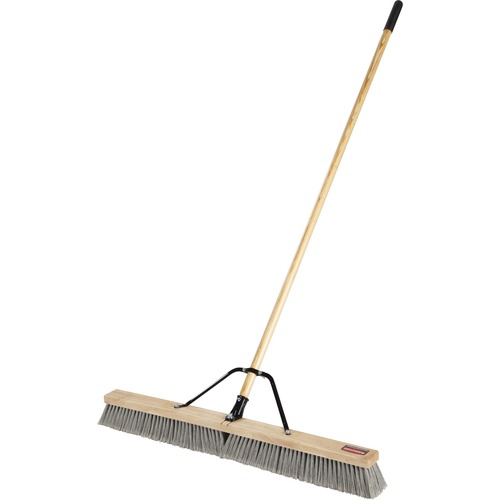 Rubbermaid Commercial Products  Push Broom, 3" Fine PET Bristles, 36"W, 1-1/8" Dia Handle