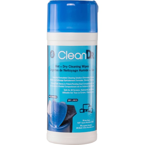 Cleaning Wipes, f/Electronics, Microfiber, 70/Canister