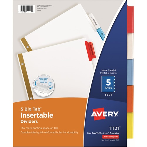 Insertable Big Tab Dividers, 5-Tab, Letter