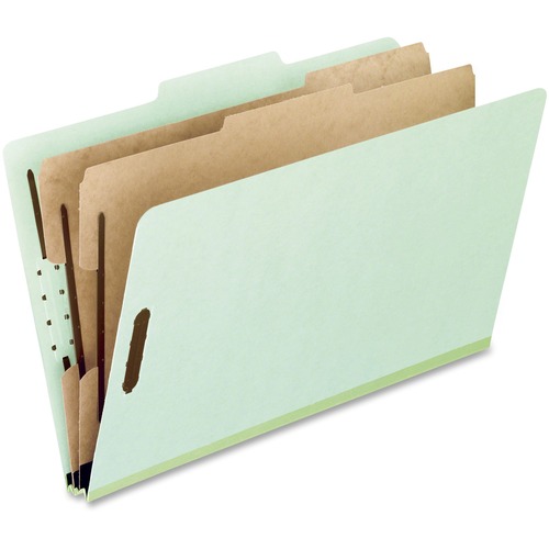 FOUR-, SIX-, AND EIGHT-SECTION PRESSBOARD CLASSIFICATION FOLDERS, 2 DIVIDERS, EMBEDDED FASTENERS, LETTER SIZE, GREEN, 10/BOX