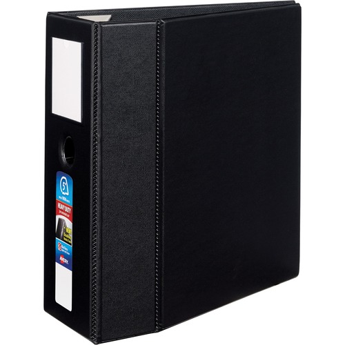 HEAVY-DUTY NON-VIEW BINDER, DURAHINGE, THREE LOCKING ONE TOUCH EZD RINGS, SPINE LABEL, THUMB NOTCH, 5" CAP, 11 X 8.5, BLACK