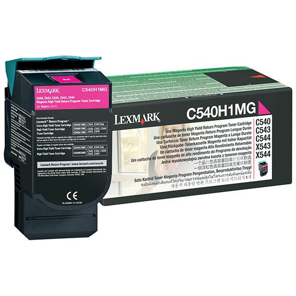 Lexmark C540 C543 C544 C546 X543 X544 X546 X548 High Yield Magenta Return Program Toner Cartridge for US Government (2000 Yield) (TAA Compliant Version of C540H1MG)